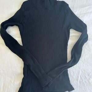 Brandy Melville Black Ribbed Turtleneck Top
